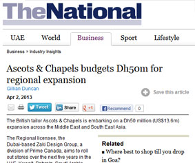The National: Ascots & Chapels budgets Dh50m for regional expansion